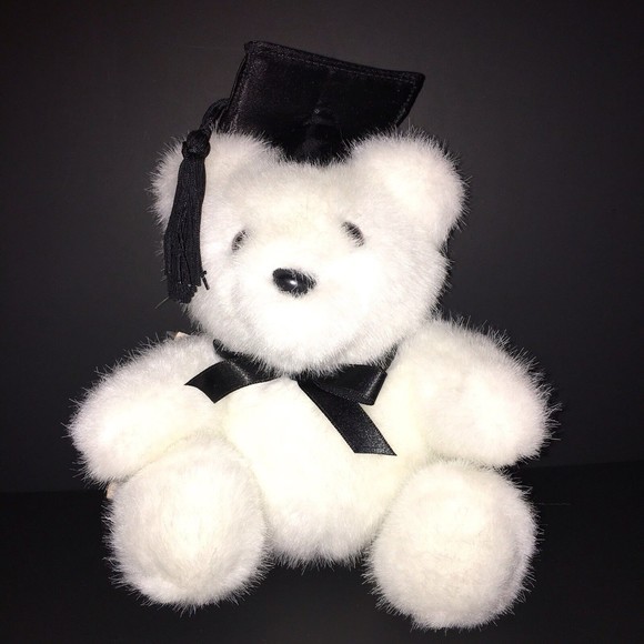 Hallmark 7” White Stuffed Plush Bear Graduate Cap Tassel New - Picture 3 of 7
